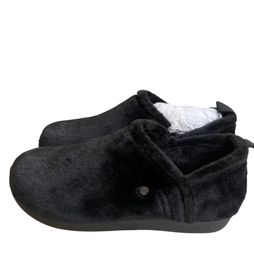 Alegria by PG NWOT Lite Cozy Black Faux Fur Slip On Slippers Women 42 US 11.5-12